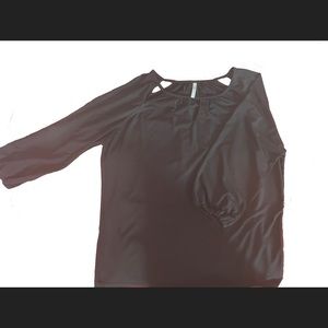 Passports women’s black blouse with collar cutouts